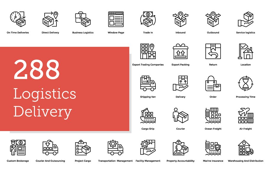 物流配送图标 288 Logistics Delivery