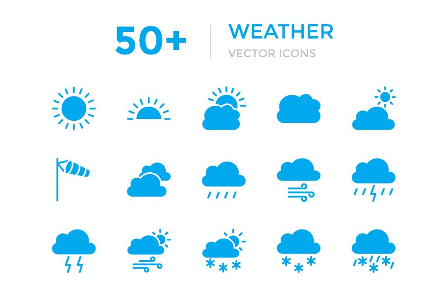 50 天气矢量图标 50 Weather Vector I