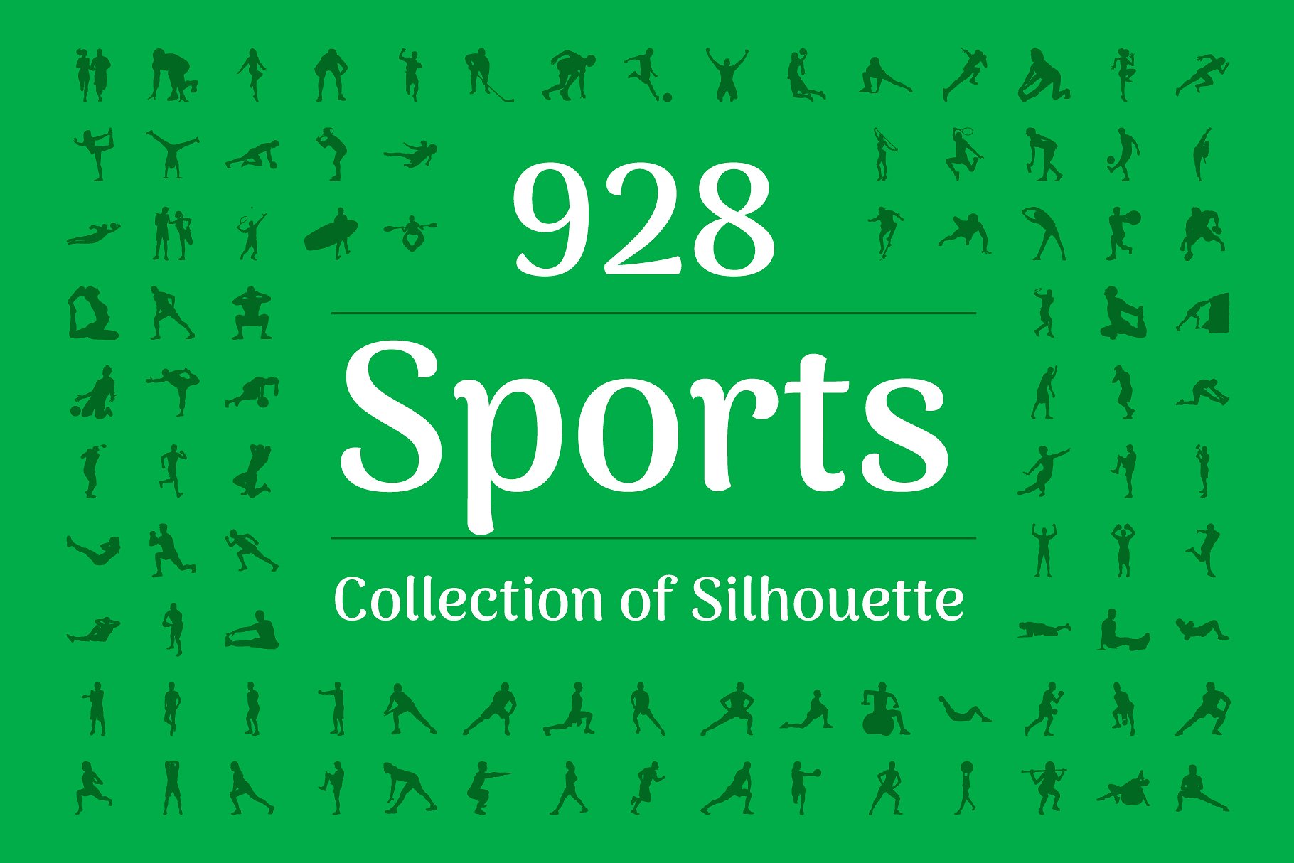 体育运动人体姿势矢量剪影 Sports Silhouette