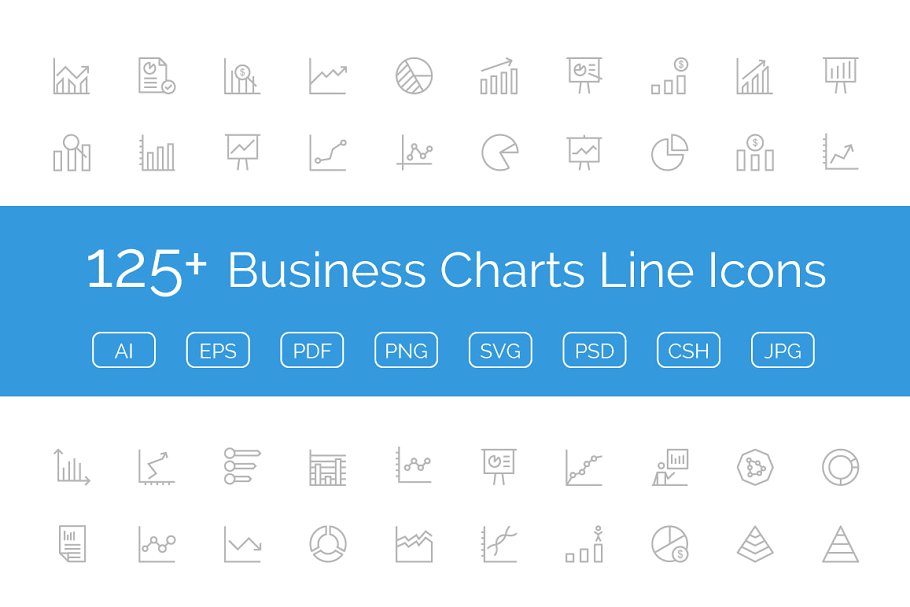 企业商务商业数据线条图标 Business Charts L