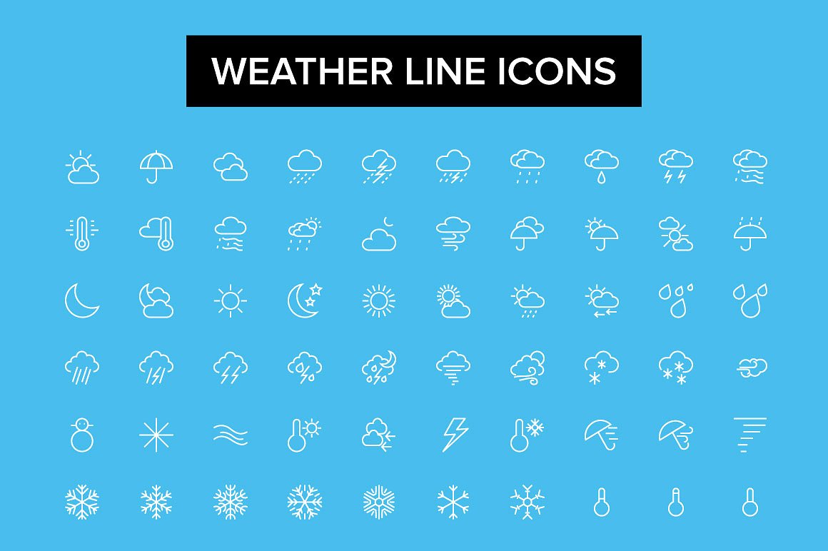 天气线型图标 Weather Line Icons #924