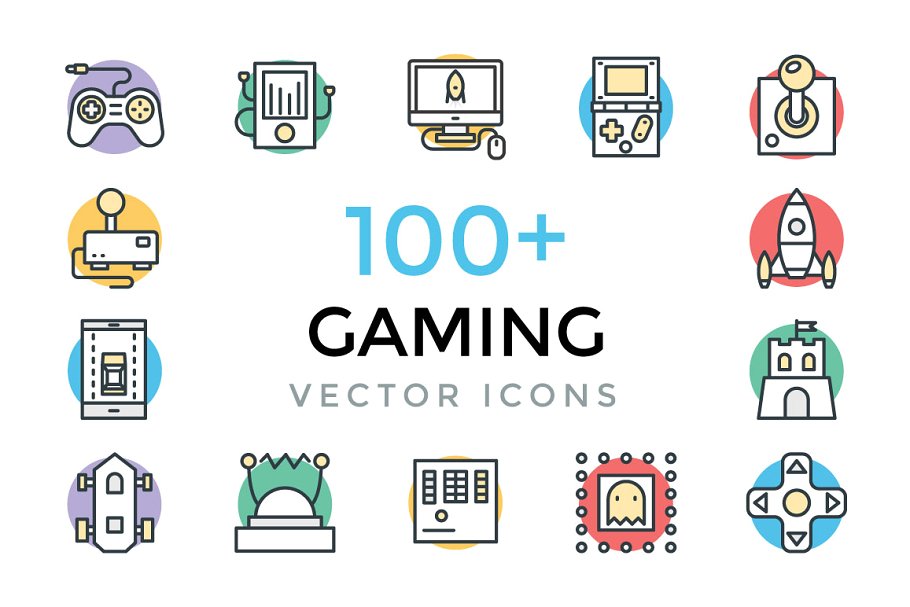 游戏主题矢量图标素材 100 Gaming Vector