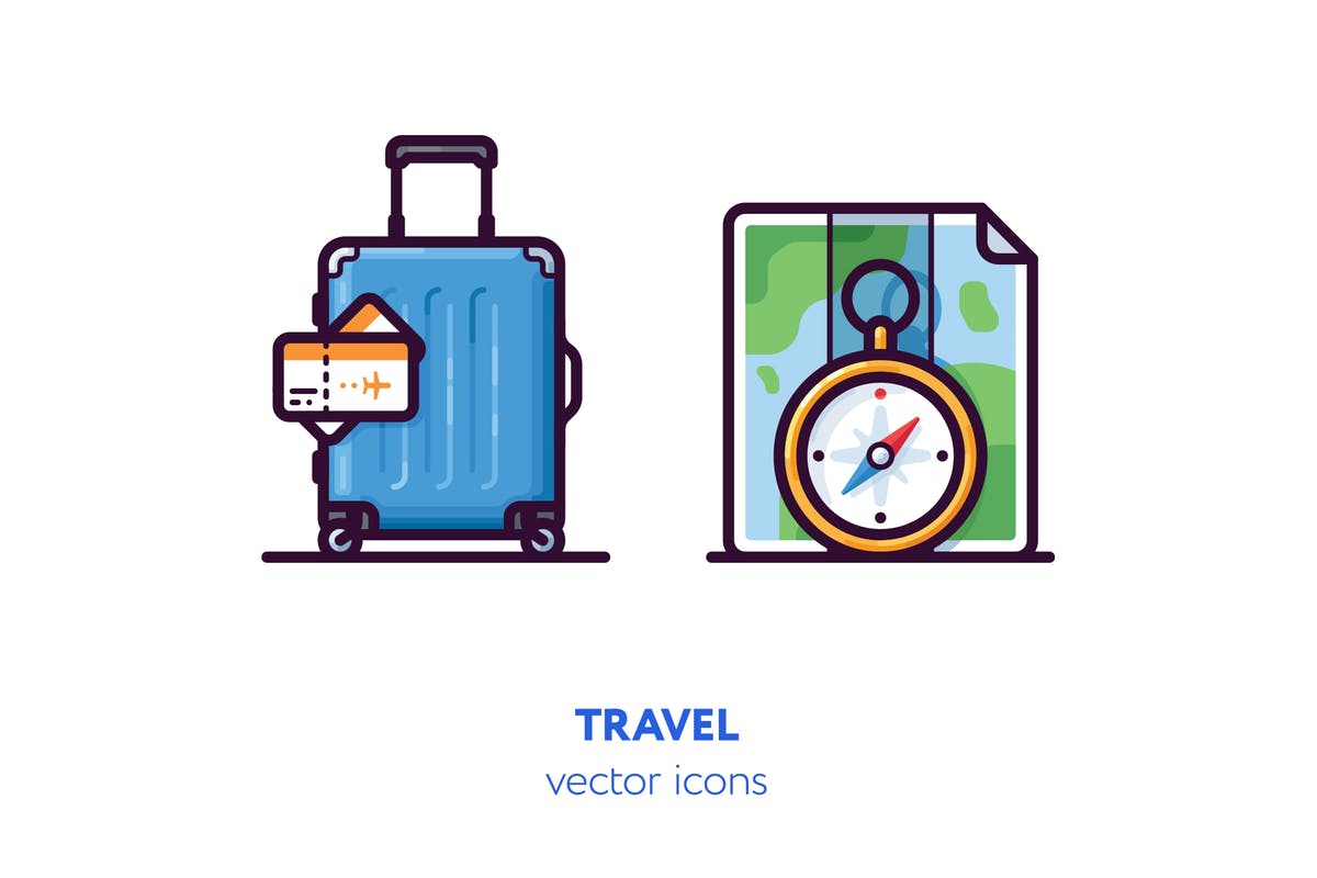 旅行主题手绘矢量图标 Travel icons