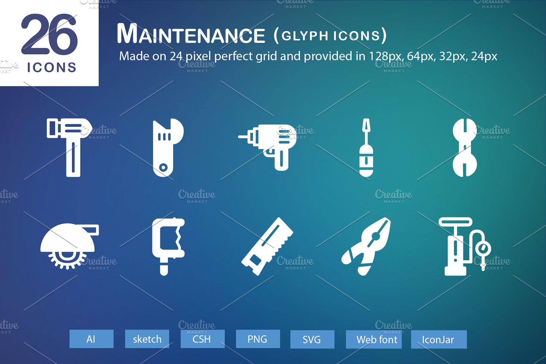 建筑维修工具icon图标 Maintenance Glyph