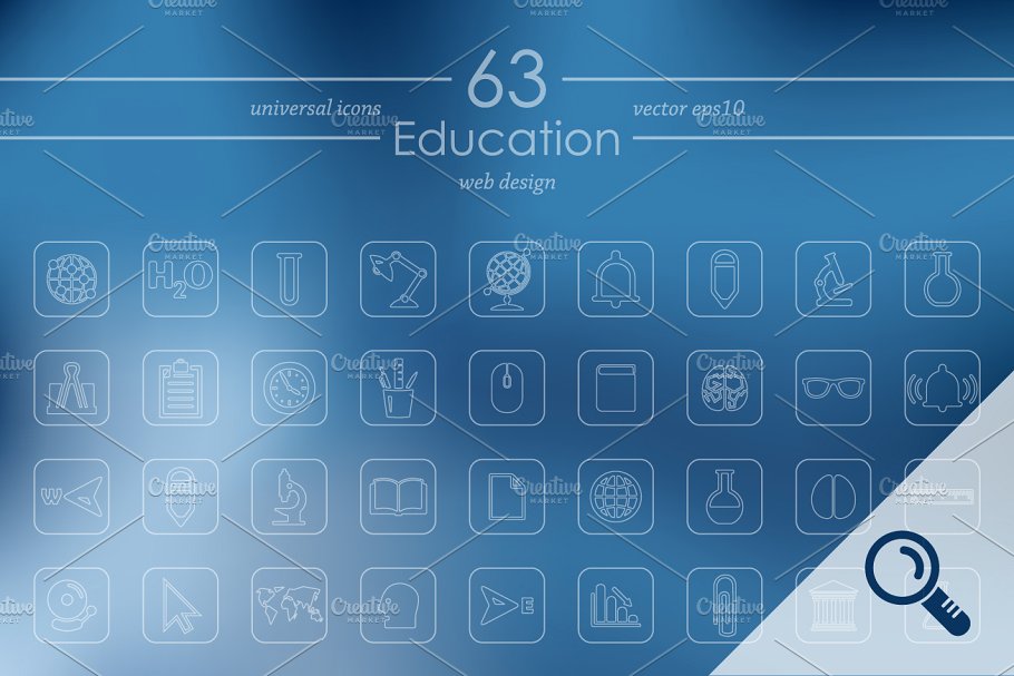 教育主题线条写意ico图标 EDUCATION icons