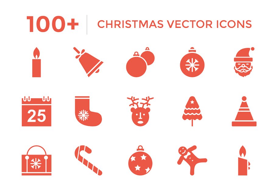 圣诞节日装饰矢量图标 100+ Christmas Vect