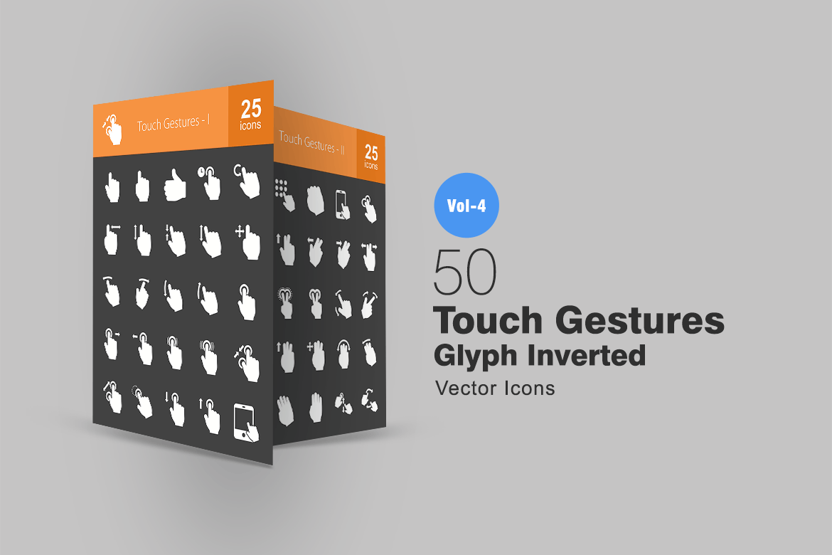 50枚触屏手势动作图标素材 Touch Gestures G