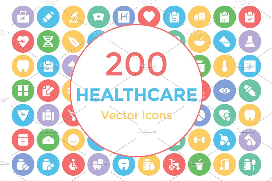 200个健康医疗图标 200 Healthcare Vect