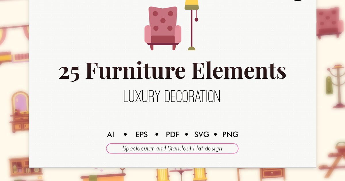 欧式家具扁平化设计风格图标素材 25 Furniture f