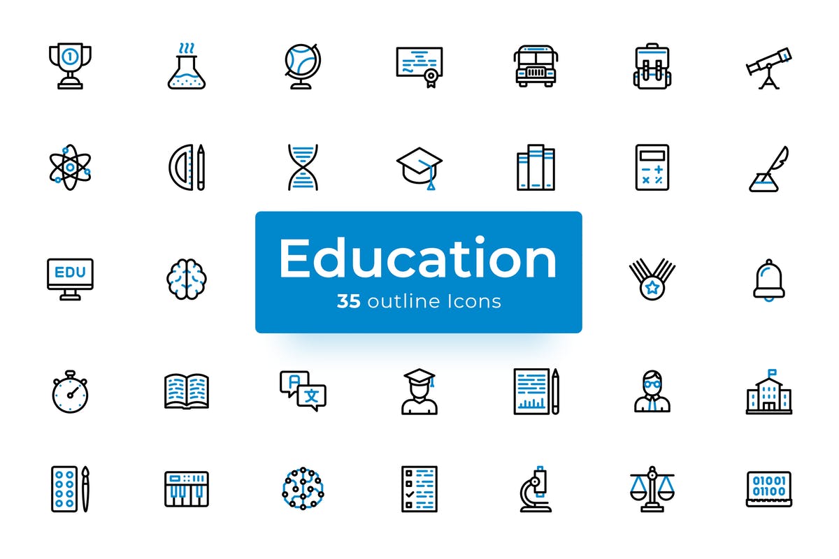 教育培训主题矢量图标素材 Education – Icons