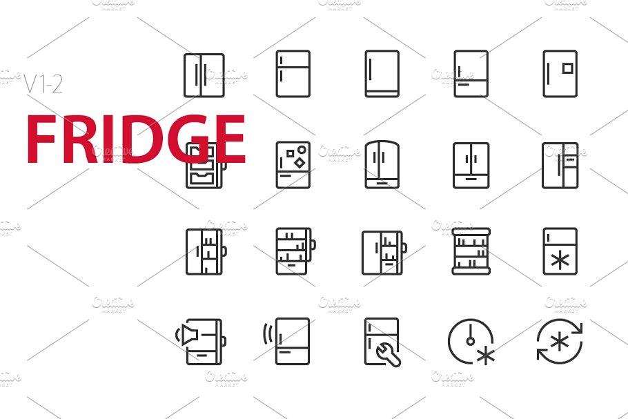 冰箱图形图标素材 40 Fridge UI icons