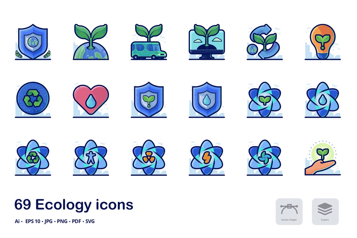 新能源生态环境主题图标Ecology Detailed Fi