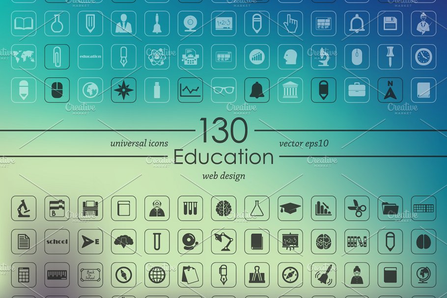 130枚教育主题图标 130 education icons