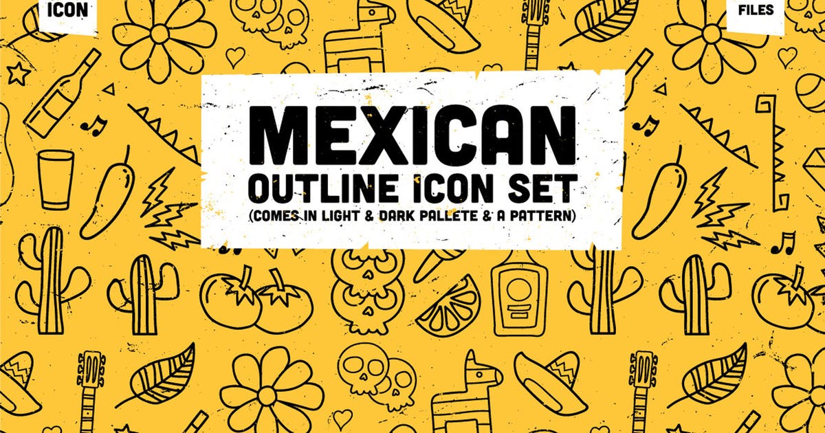 墨西哥国家元素轮廓图标集mexican-outline-ic