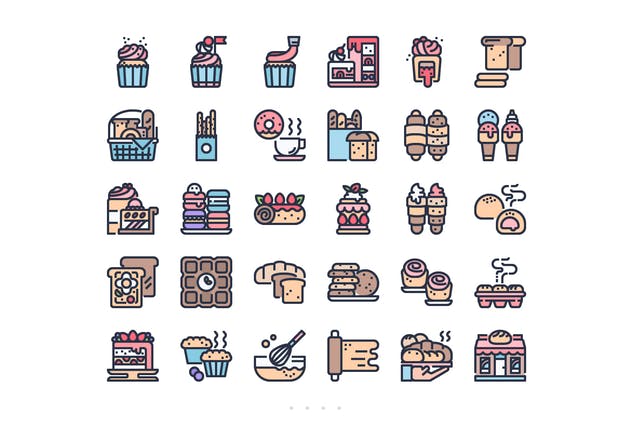 面包店蛋糕矢量图标合集 30 Bakery Icon Set