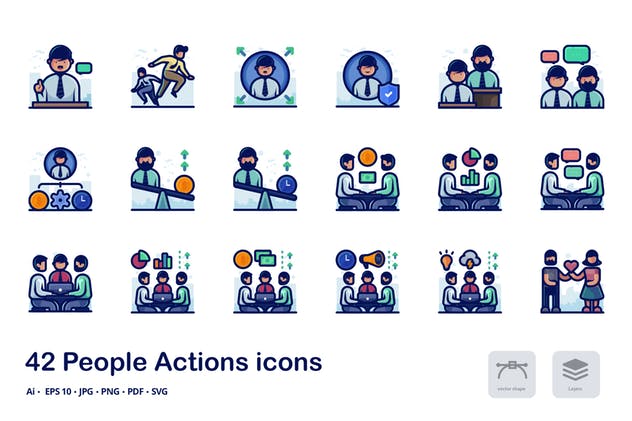 用户行为概念矢量图标合集 People actions de