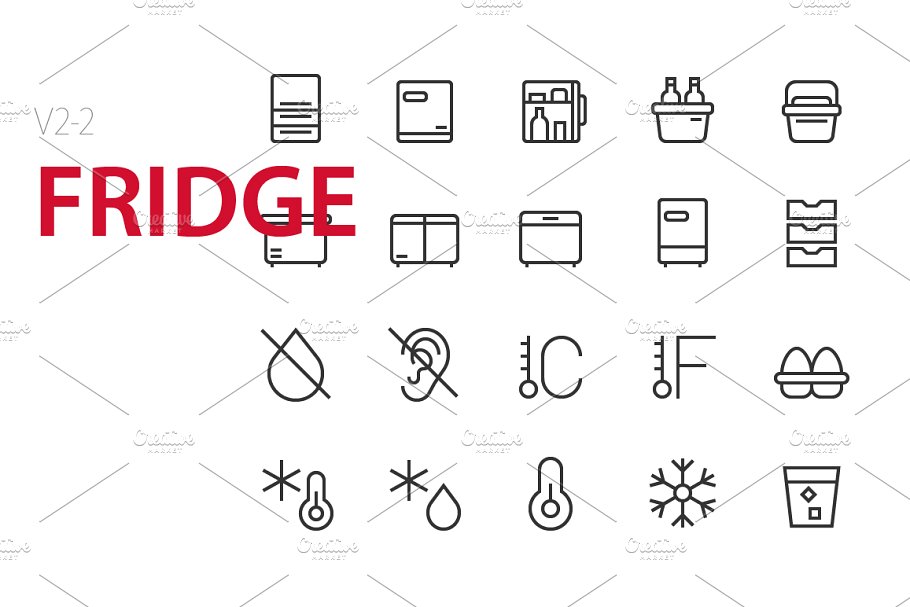 冰箱图形图标素材 40 Fridge UI icons