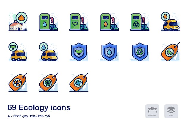 新能源生态环境主题图标Ecology Detailed Fi