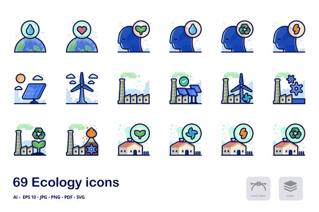 新能源生态环境主题图标Ecology Detailed Fi