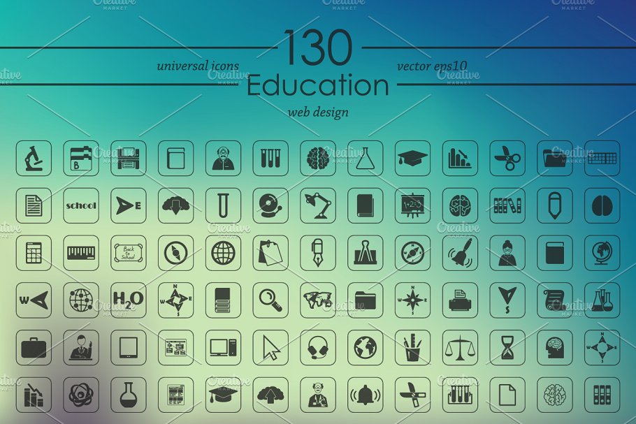 130枚教育主题图标 130 education icons