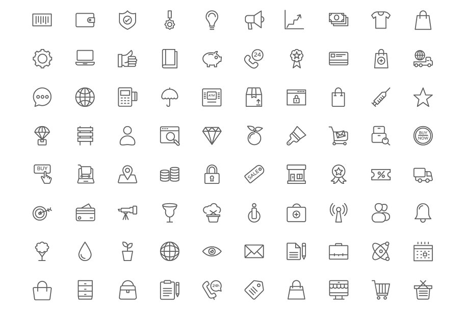 电子商务贸易主题图标Shopping Line Icons