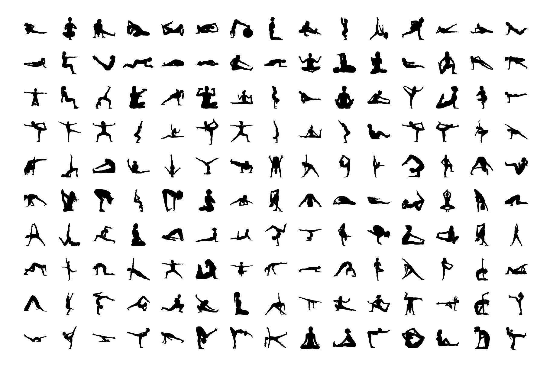 瑜伽和普拉提运动图标Yoga and Pilates Sil