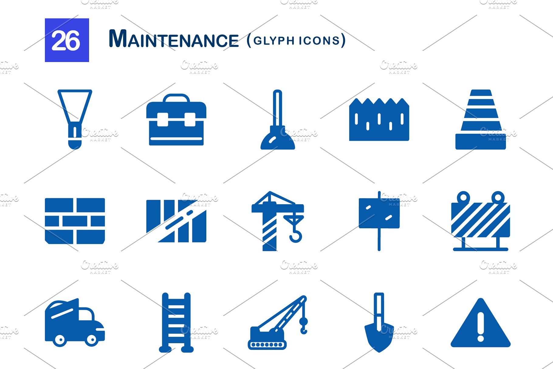 建筑维修工具icon图标 Maintenance Glyph