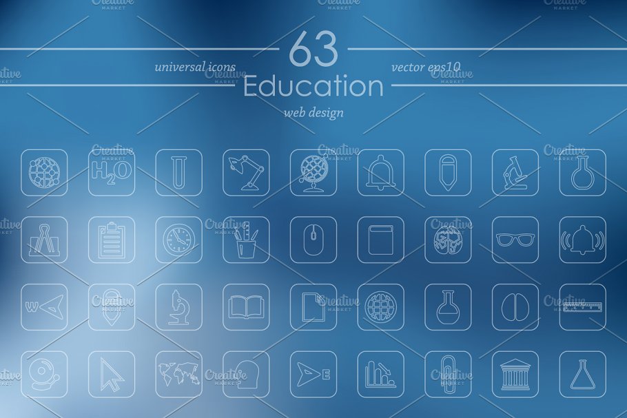 教育主题线条写意ico图标 EDUCATION icons