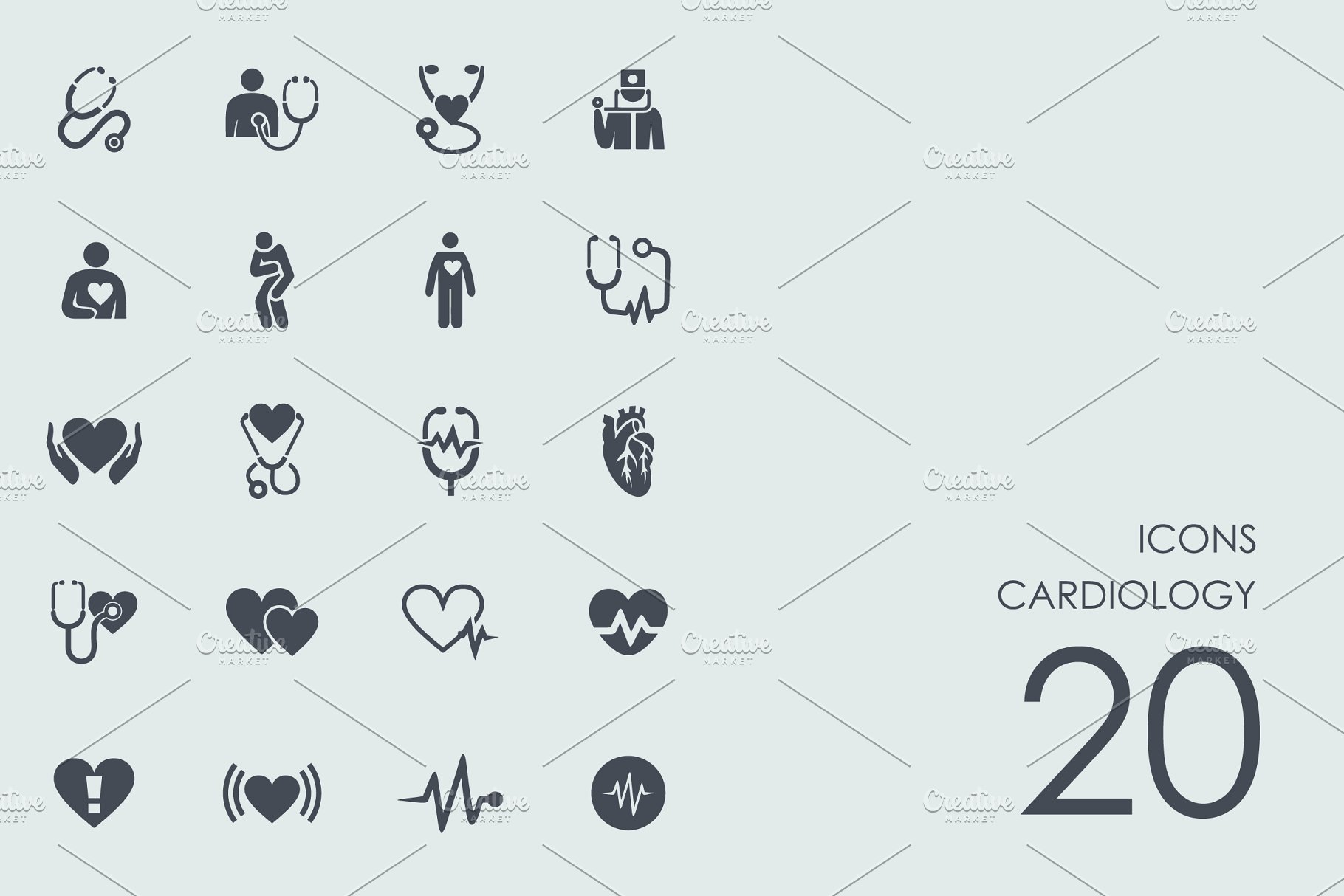 健康医疗主题心脏病学线条图标 Cardiology icon