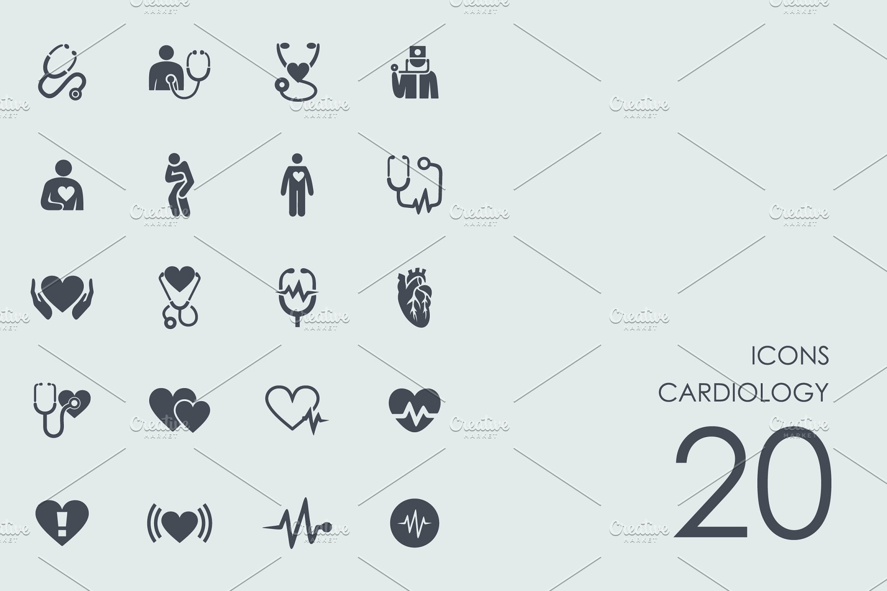 心脏病学图标 Cardiology icons #92056