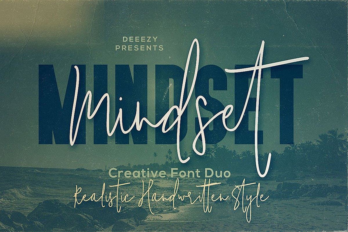 手写草书书法 粗体无衬线英文字体 Mindset Font