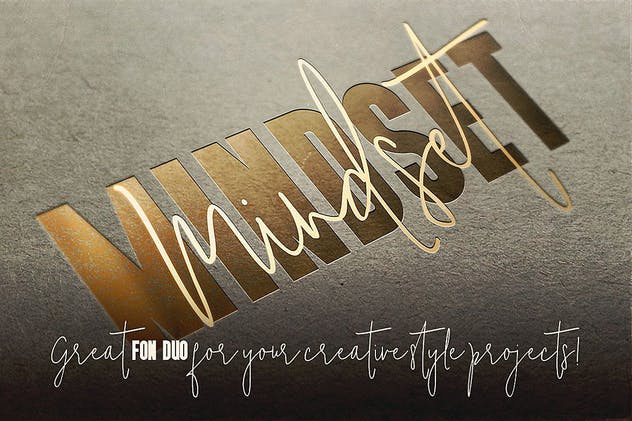 手写草书书法 粗体无衬线英文字体 Mindset Font