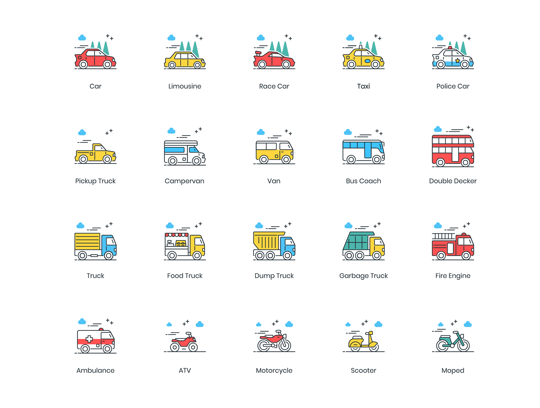 交通相关的创意图标Transportation Icons