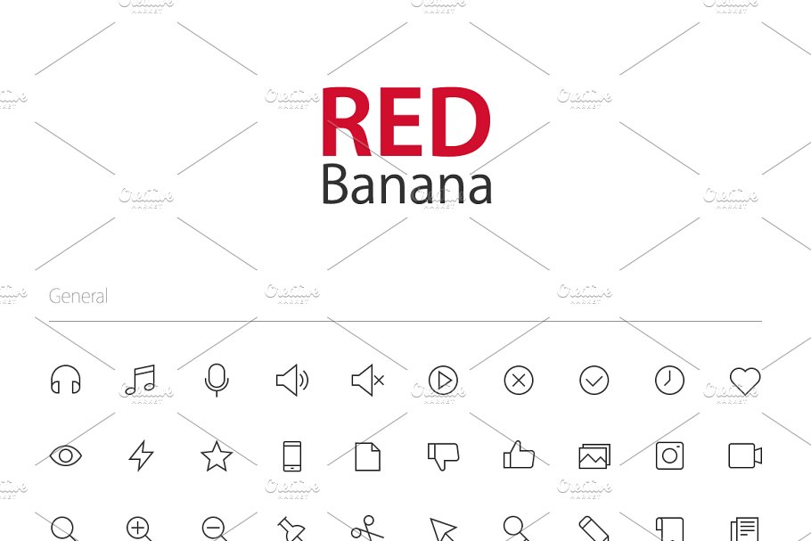 多用途简约风线条图标 RED Banana Icons #