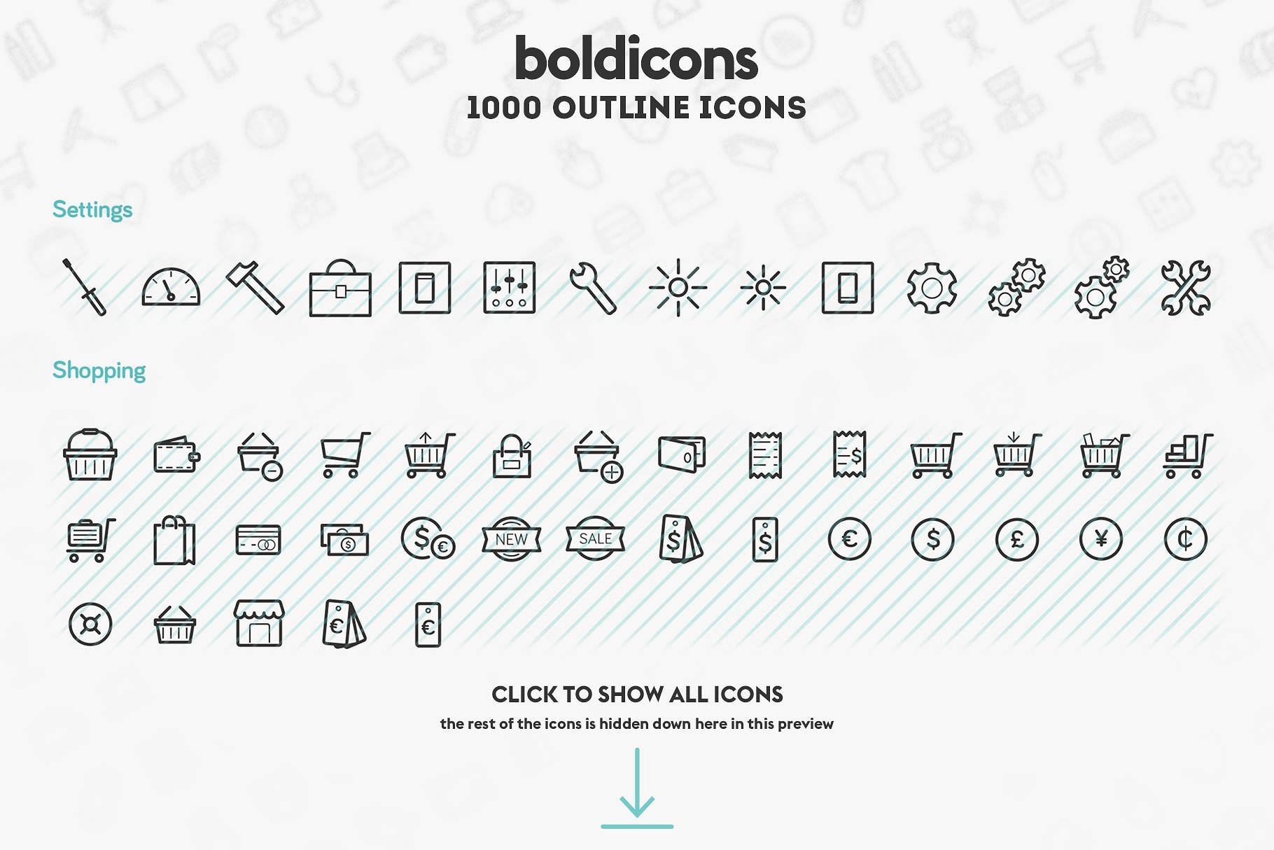 常用的描边图标 Boldicons – 1000 outli