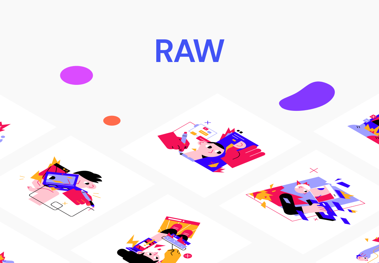 全新精美明亮多彩的创意人物插画素材 RAW Illustra