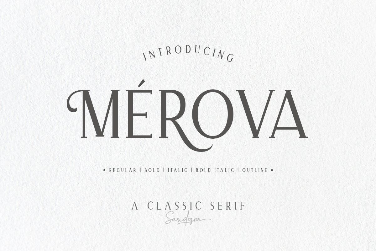 经典优雅外观衬线英文字体下载 Merova – Classi