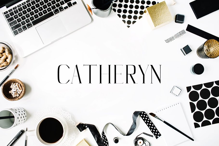 独特现代设计风格英文衬线字体家族 Catheryn Seri