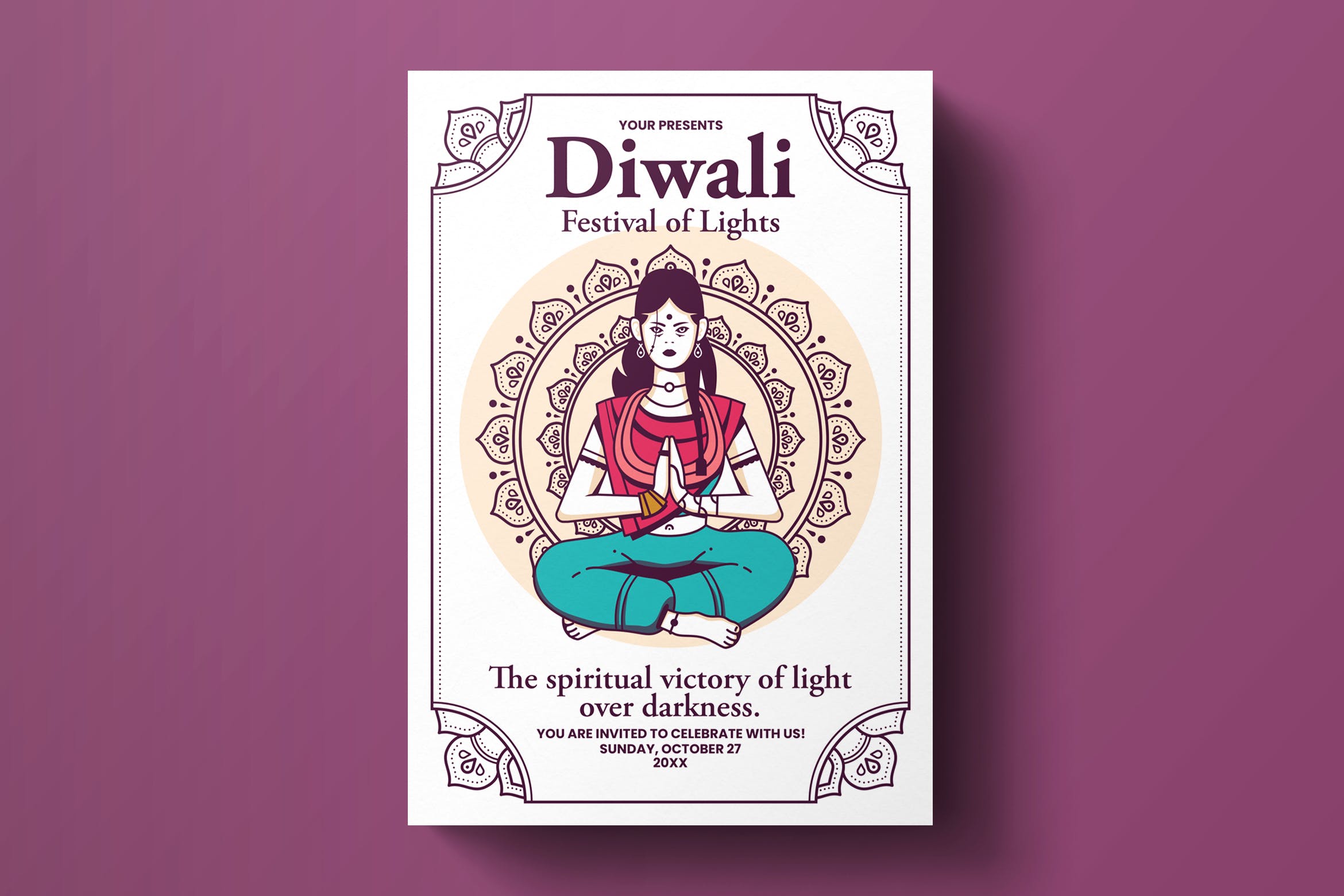 印度排灯节活动海报传单设计模板v4 Diwali Flyer