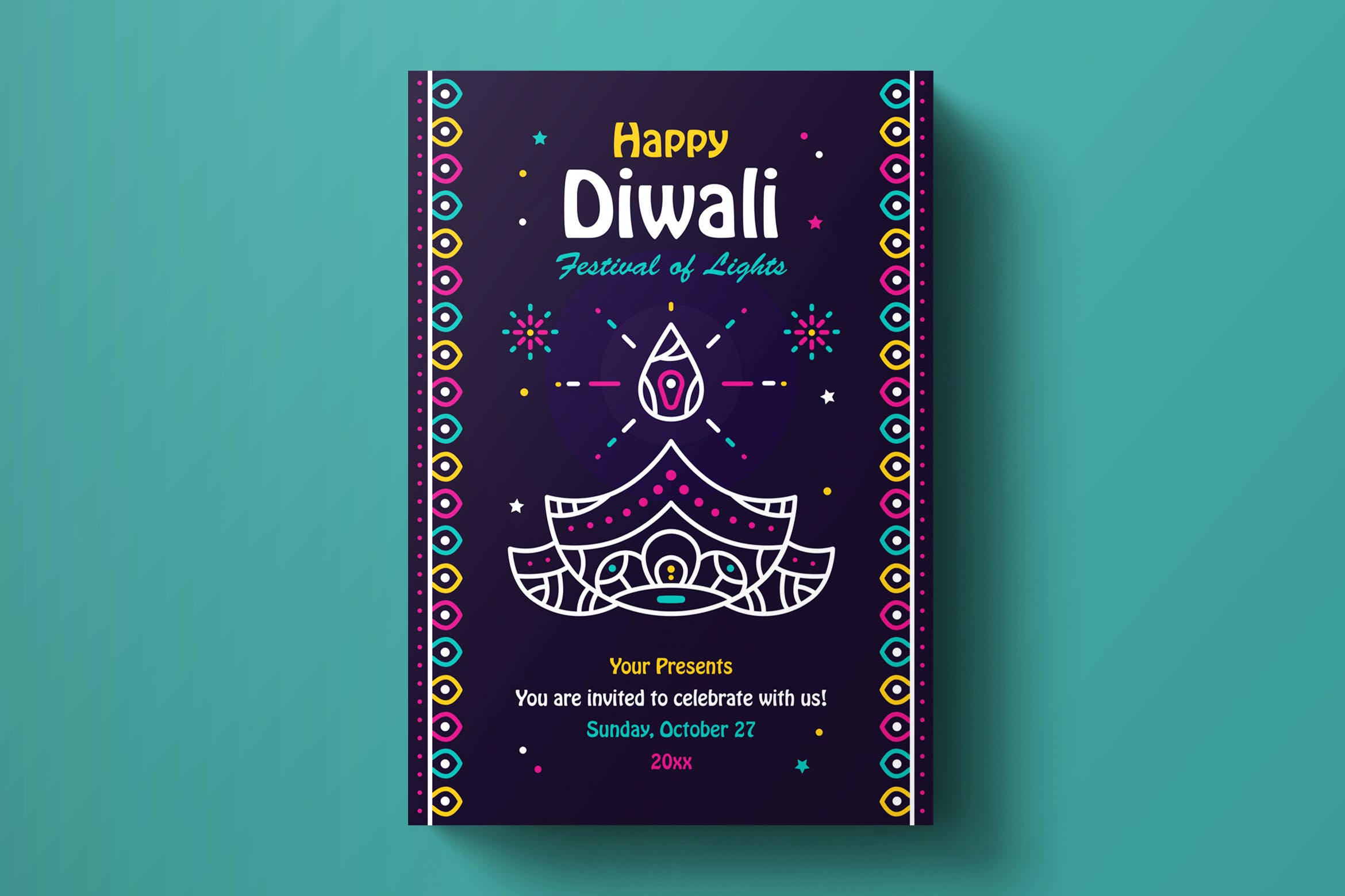 印度排灯节活动海报传单设计模板v1 Diwali Flyer