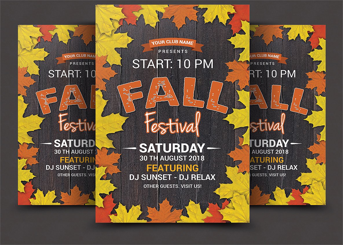 秋季节日宣传海报设计模板 Fall Festival Fly
