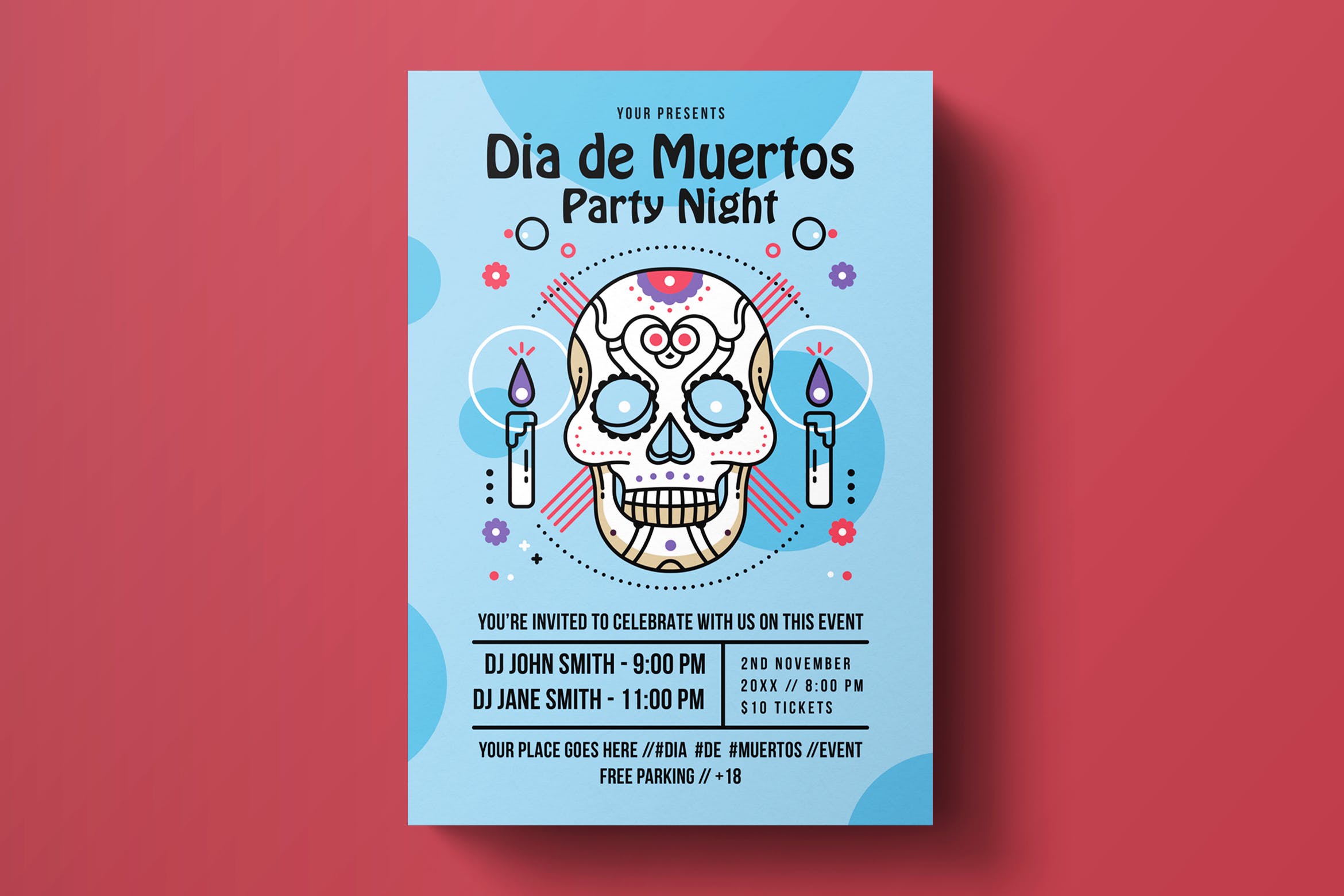 墨西哥亡灵节活动海报设计模板 Dia De Los Muer