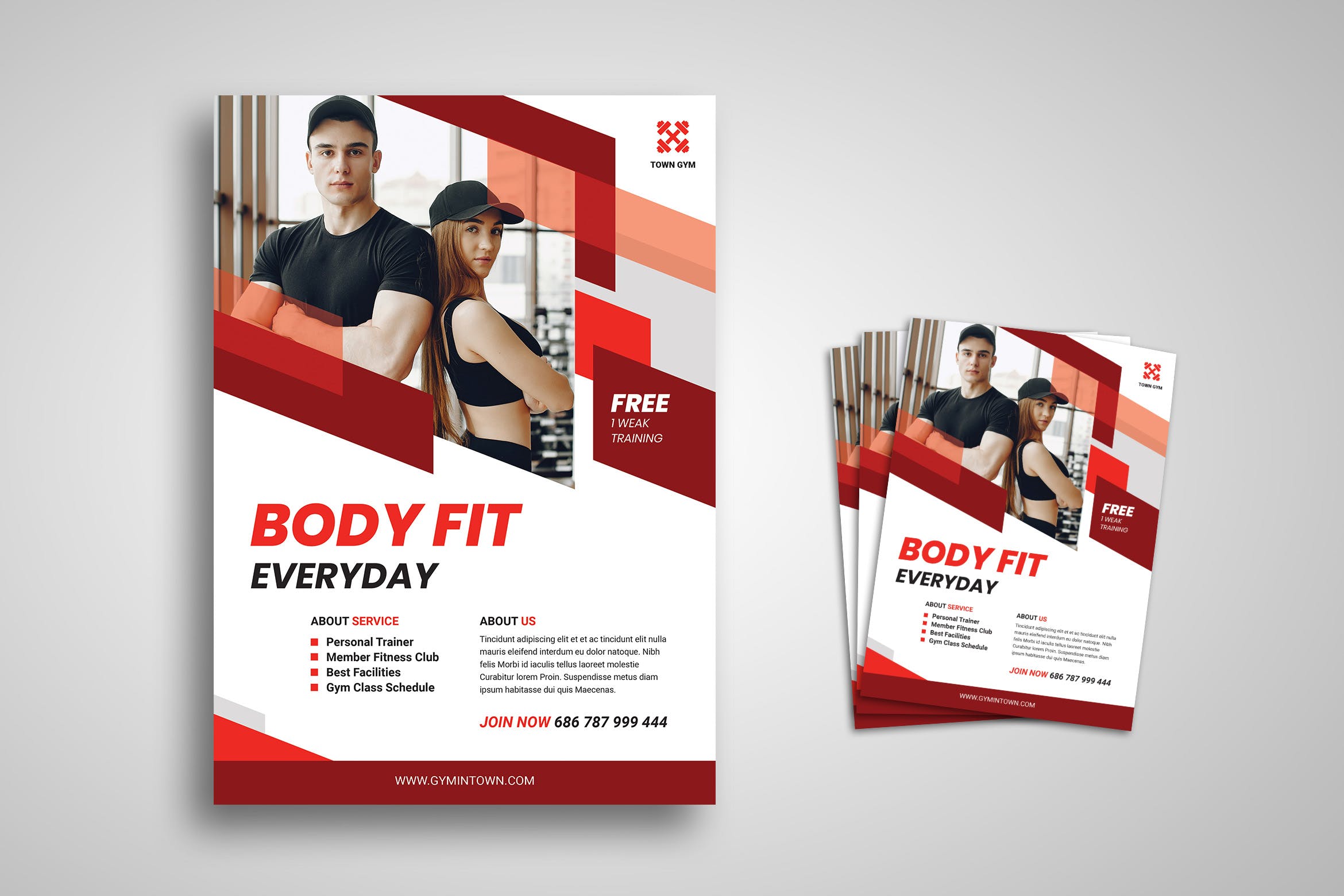 3健身房私教培训海报设计模板 Body Fitness Fl
