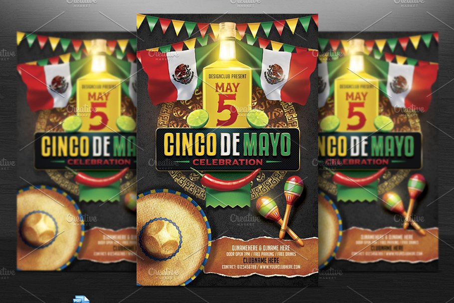 墨西哥节日海报制作模板 Cinco De Mayo Part