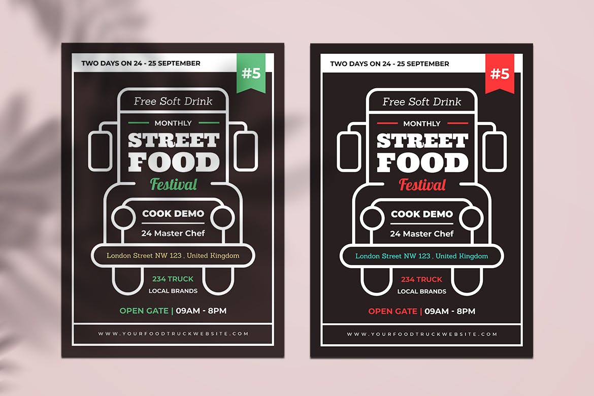 美食车餐车宣传海报传单设计模板 Food Truck Fly