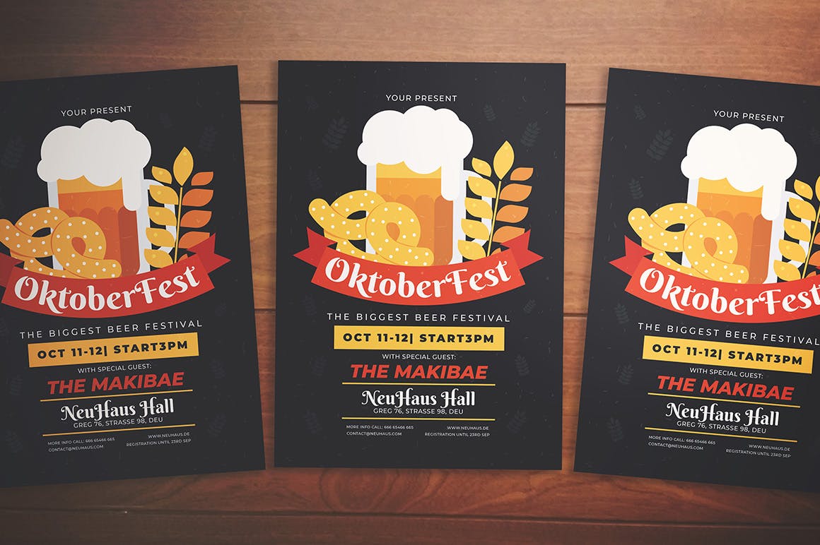 超市啤酒节活动海报设计模板素材 Oktoberfest Ev