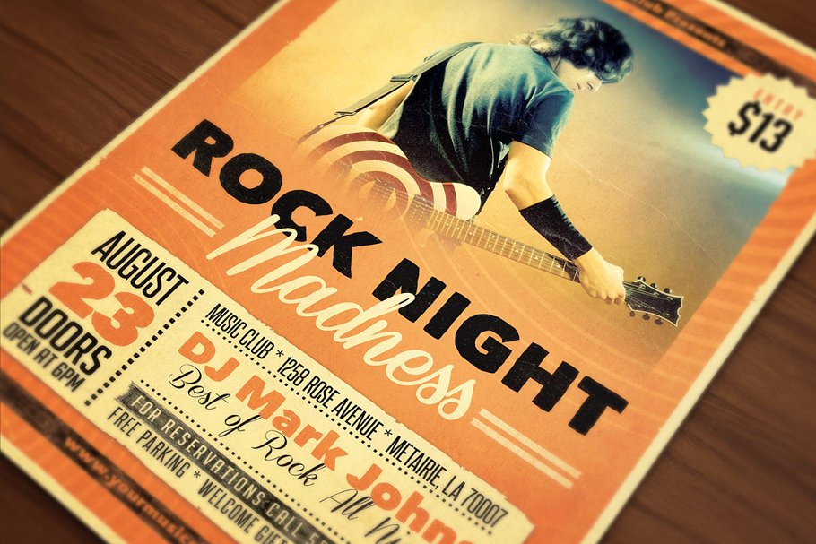 摇滚之夜活动海报传单模板 Rock Night Grunge