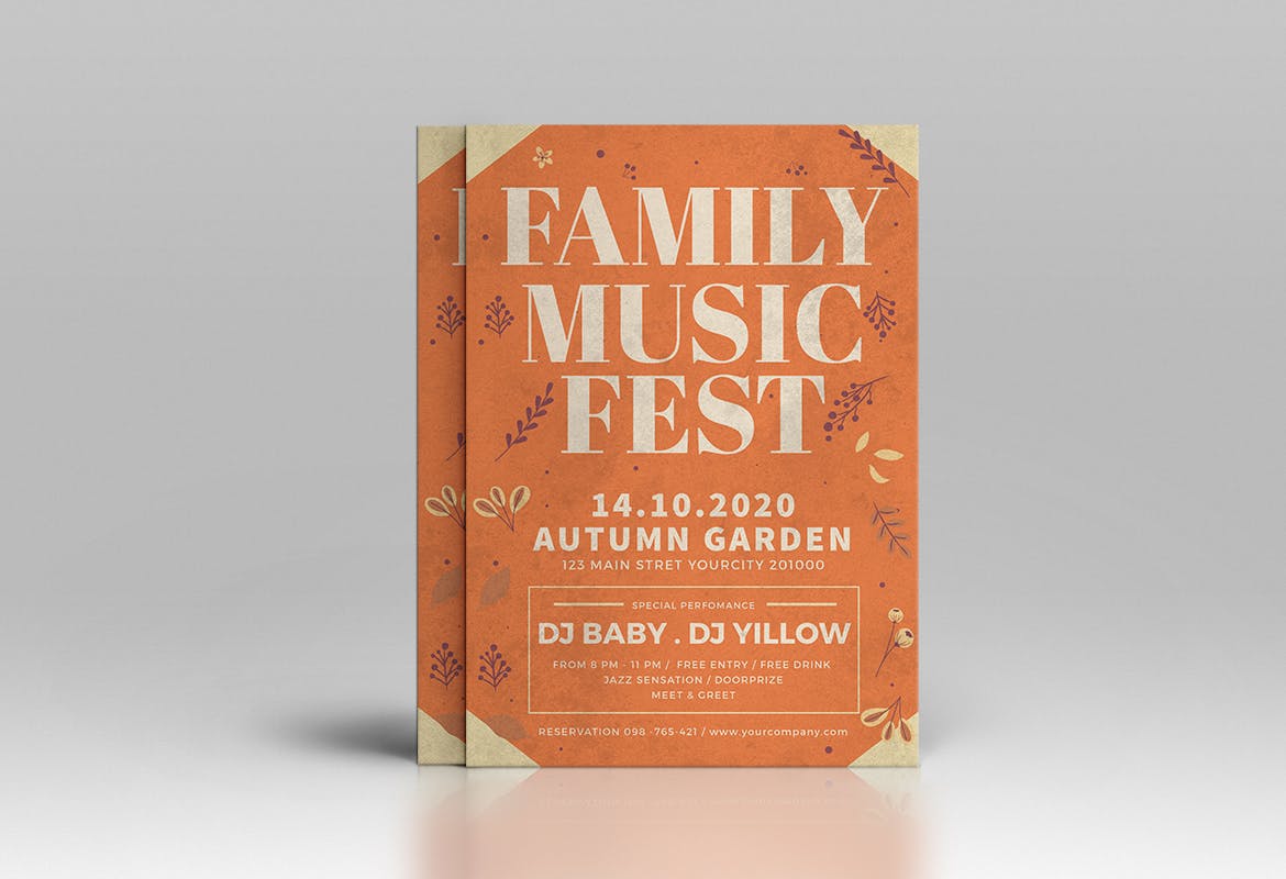 家庭音乐会海报设计模板 Autumn Family Flye
