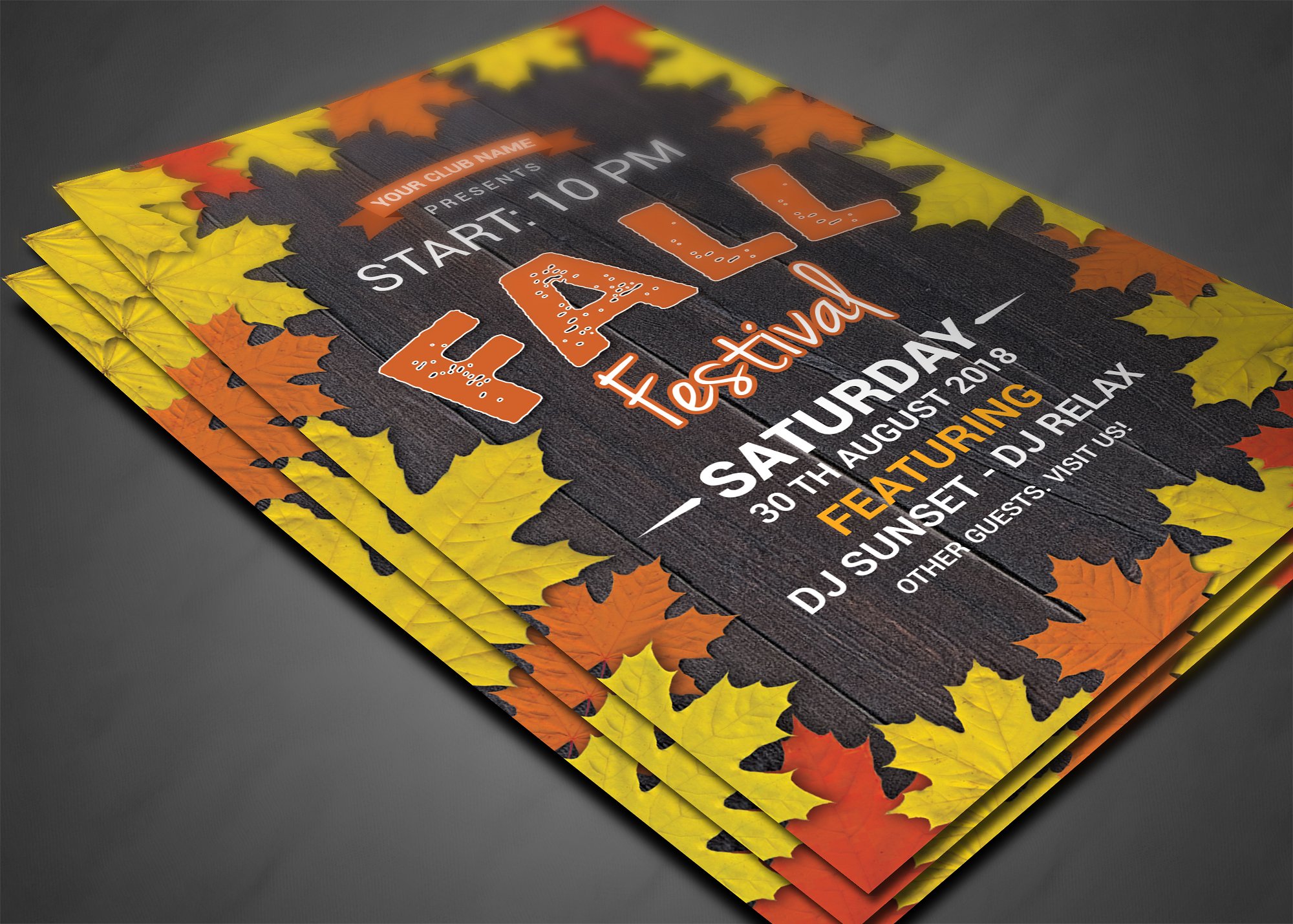 秋季节日宣传海报设计模板 Fall Festival Fly
