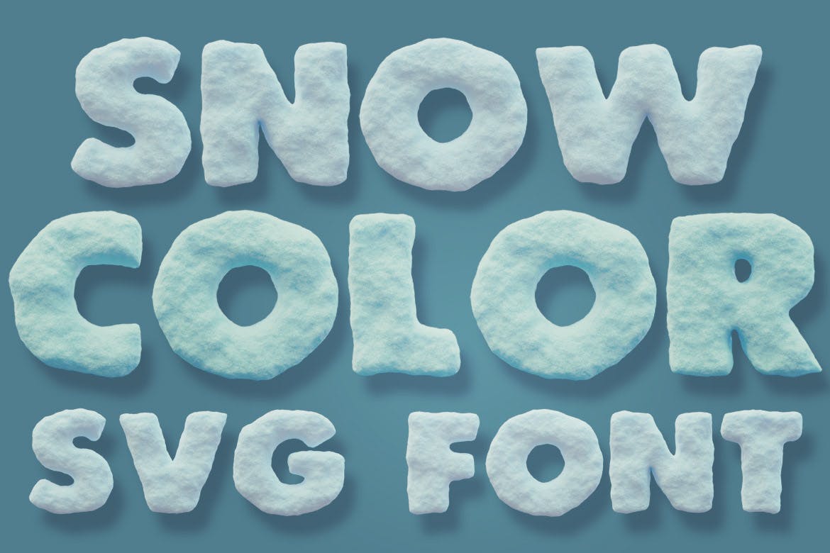 仿积雪外观英文装饰艺术字体 Snow Color Font